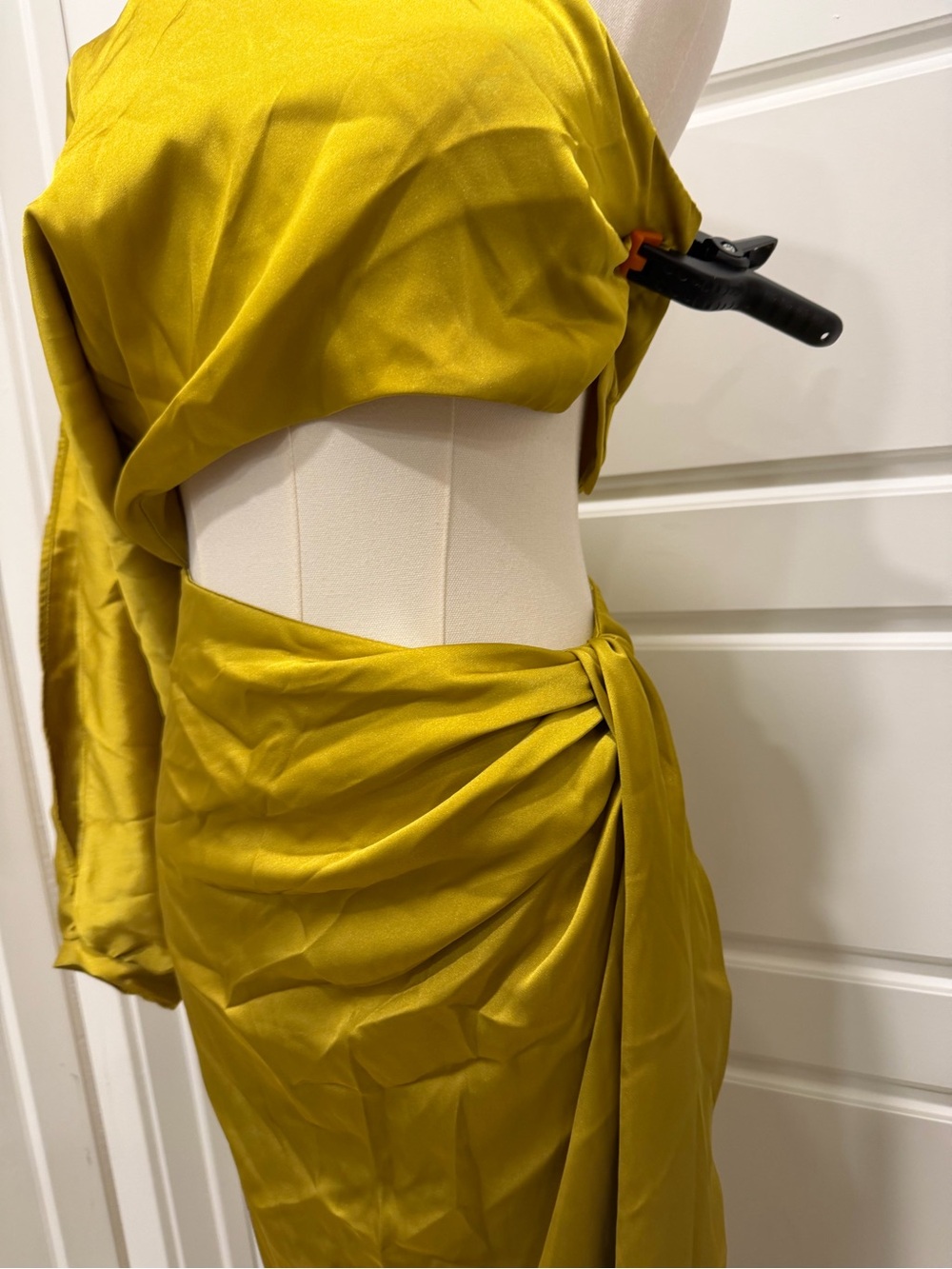 Zara One-Shoulder Draped Set in Mustard - Picture 3 of 9